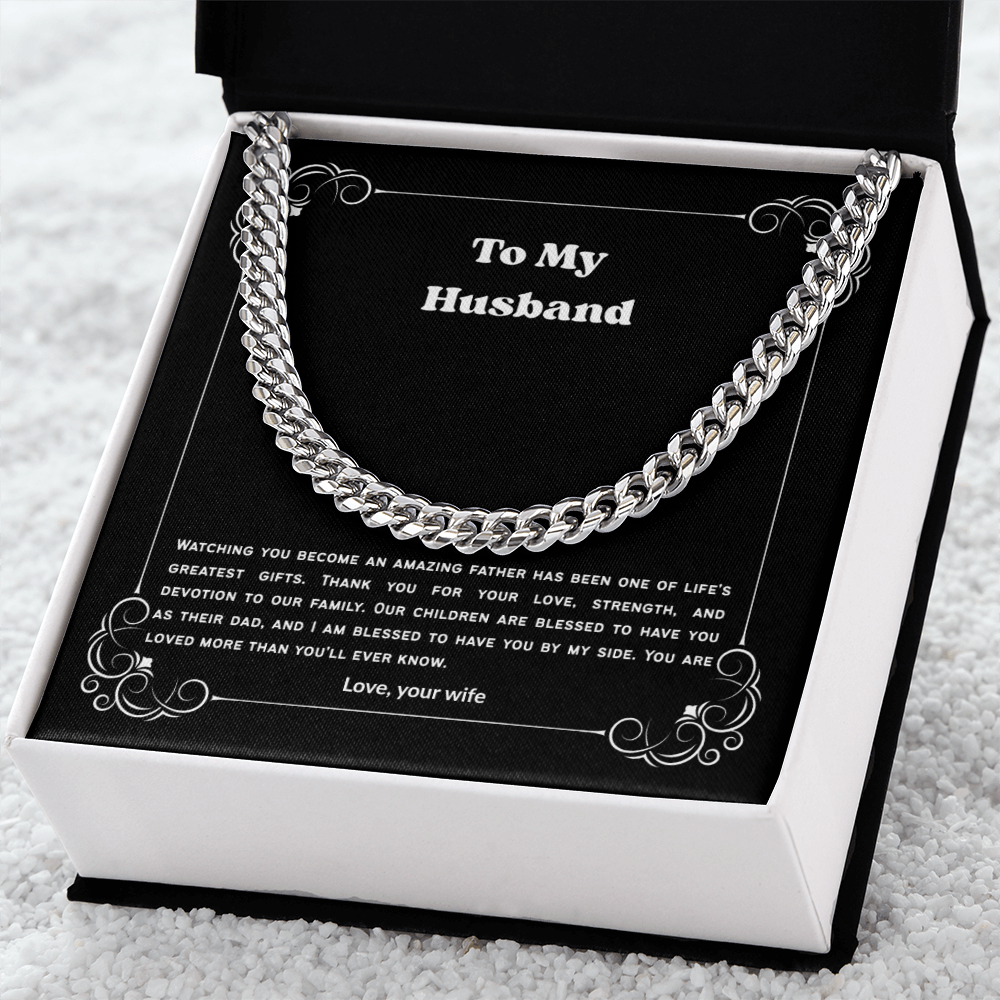 To My Husband Cuban Link Chain Necklace from Wife – Meaningful Anniversary, Birthday & Christmas Gift