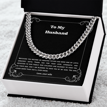 To My Husband Cuban Link Chain Necklace from Wife – Meaningful Anniversary, Birthday & Christmas Gift
