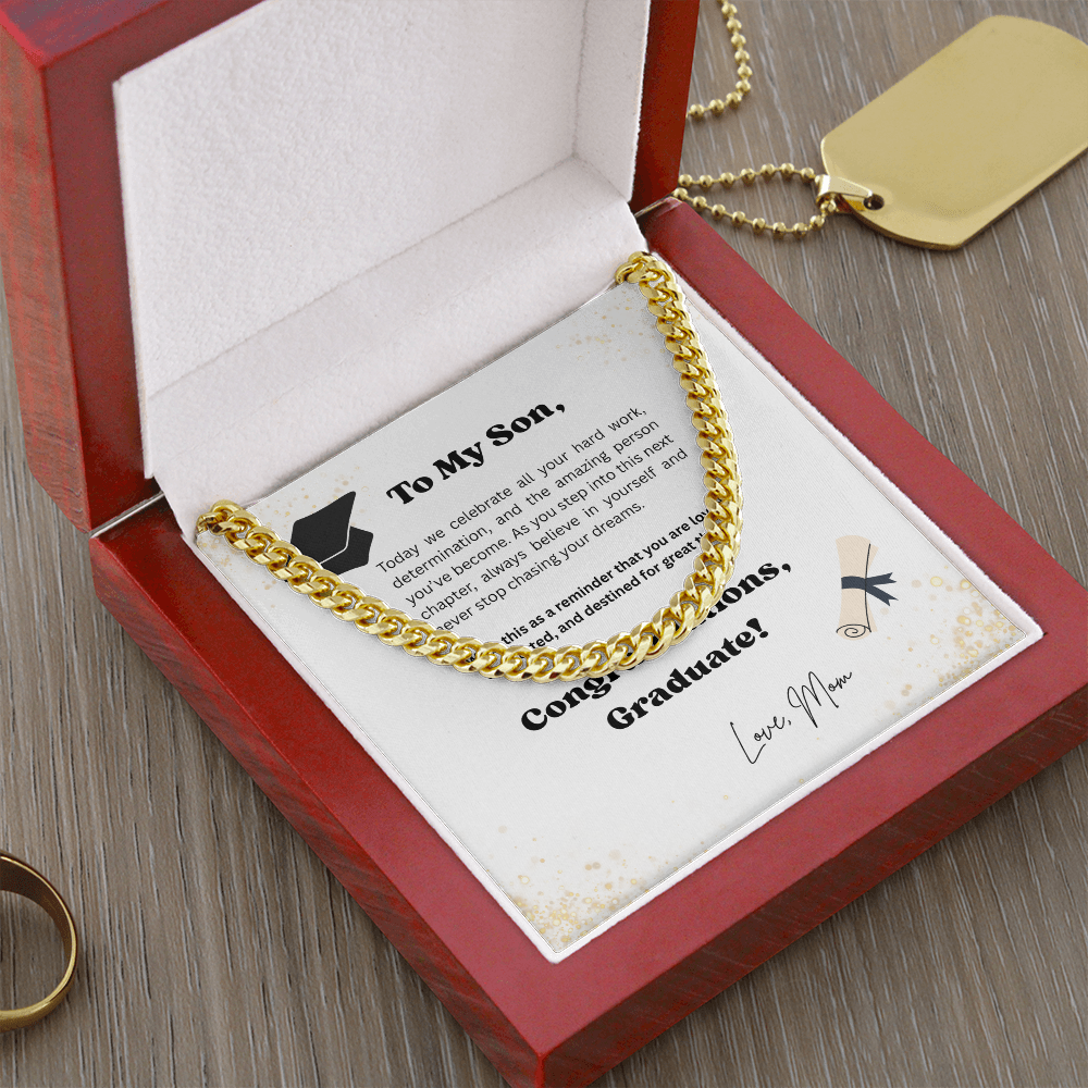 Graduation Gift for Son Message Card Necklace – Class of 2026 Keepsake Gift