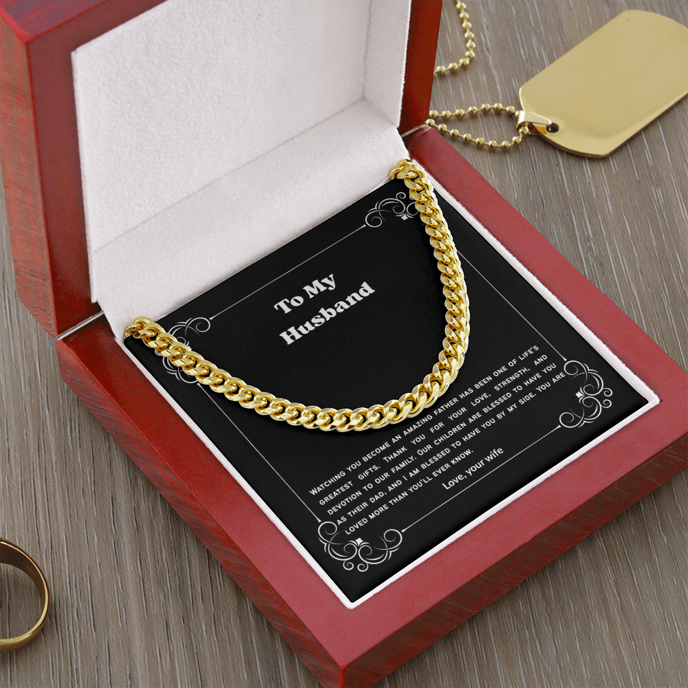 To My Husband Cuban Link Chain Necklace from Wife – Meaningful Anniversary, Birthday & Christmas Gift