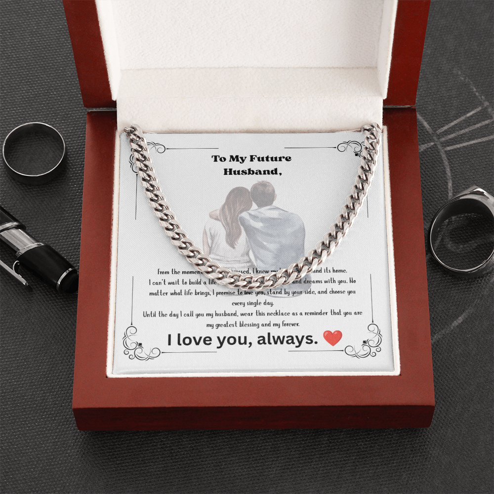 Future Husband Cuban Link Chain Necklace – Romantic Wedding Day Gift from Bride to Groom