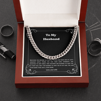 To My Husband Cuban Link Chain Necklace from Wife – Meaningful Anniversary, Birthday & Christmas Gift
