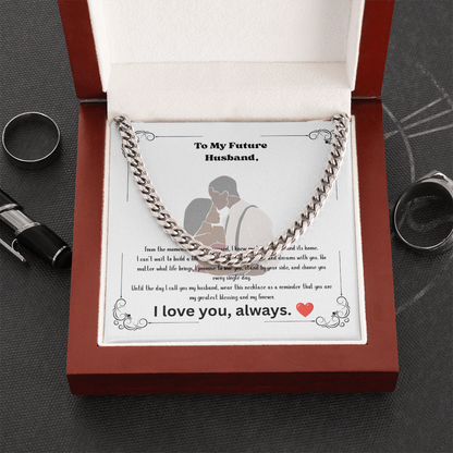 Future Husband Cuban Link Chain Necklace – Romantic Wedding Day Gift from Bride to Groom