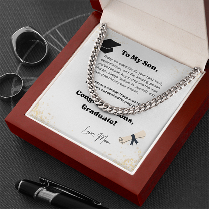 Graduation Gift for Son Message Card Necklace – Class of 2026 Keepsake Gift