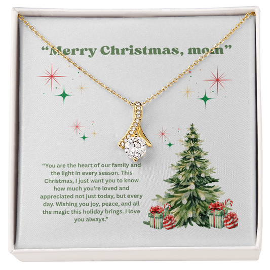 “Christmas Gift for Mom – Alluring Beauty Necklace with Holiday Message Card”