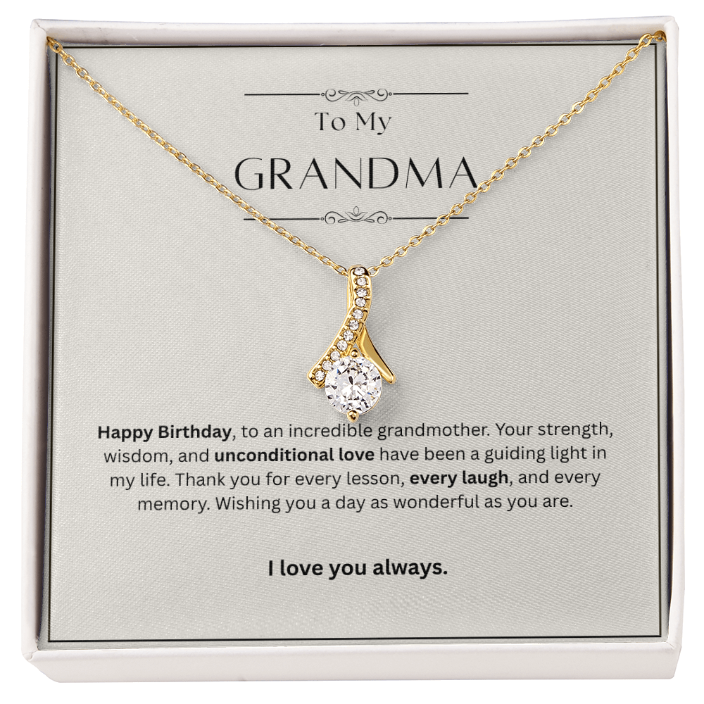 Grandma Birthday Gift Alluring Beauty Necklace – Yellow & White Gold – Meaningful Gift for Grandma from Granddaughter or Grandson