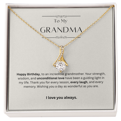 Grandma Birthday Gift Alluring Beauty Necklace – Yellow & White Gold – Meaningful Gift for Grandma from Granddaughter or Grandson