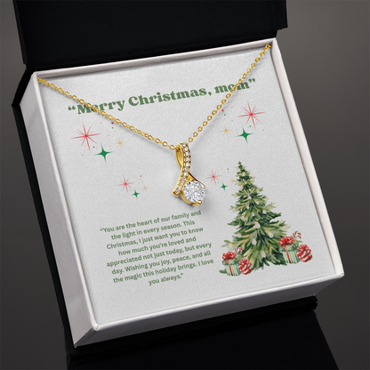 “Christmas Gift for Mom – Alluring Beauty Necklace with Holiday Message Card”