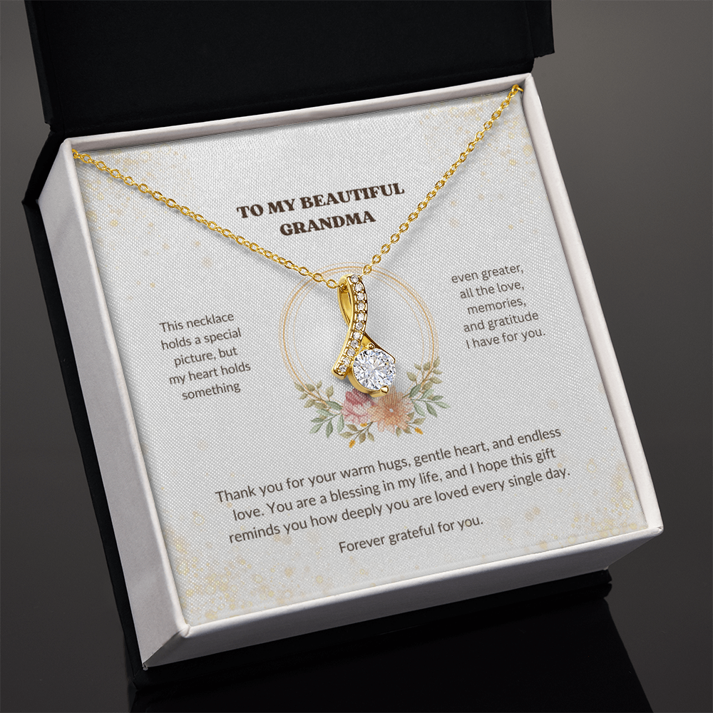 Grandma Necklace Gift – Alluring Beauty Necklace with Heartfelt Message Card