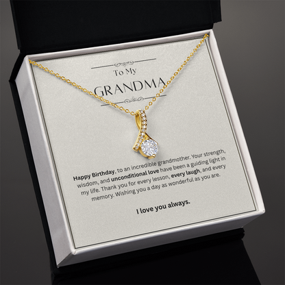 Grandma Birthday Gift Alluring Beauty Necklace – Yellow & White Gold – Meaningful Gift for Grandma from Granddaughter or Grandson