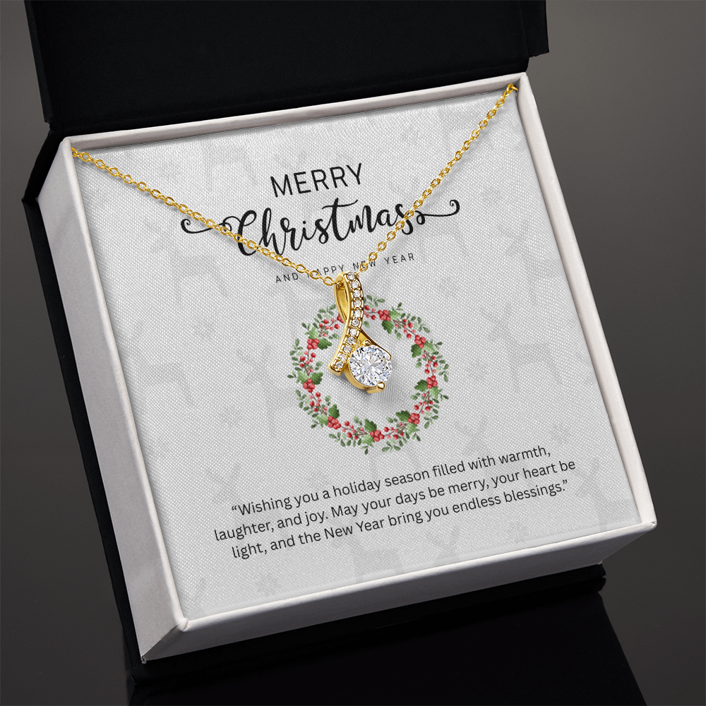 “Alluring Beauty Necklace with Christmas Message Card – Personalized Gift in Yellow or White Gold”