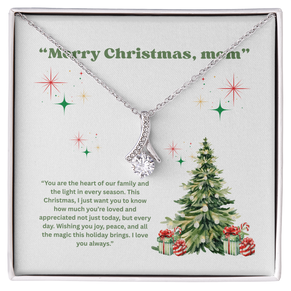 “Christmas Gift for Mom – Alluring Beauty Necklace with Holiday Message Card”