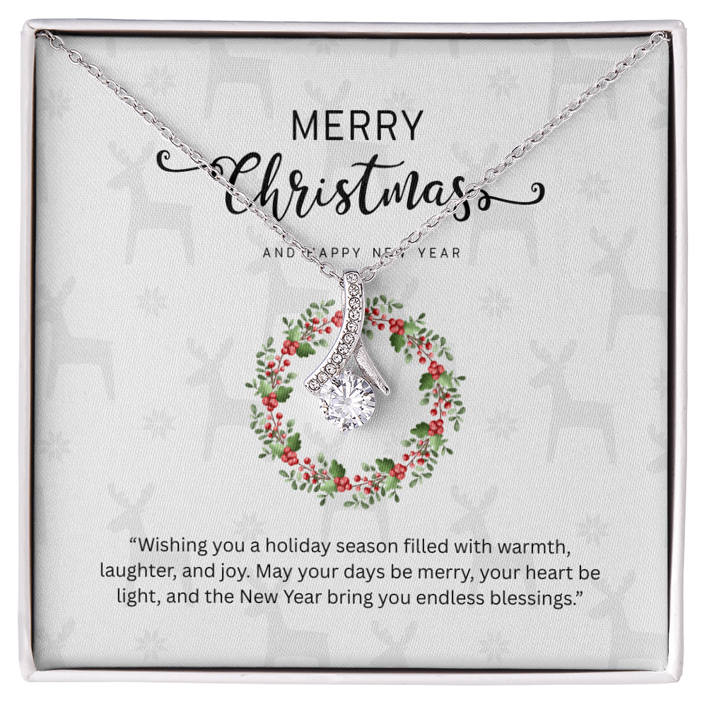 “Alluring Beauty Necklace with Christmas Message Card – Personalized Gift in Yellow or White Gold”