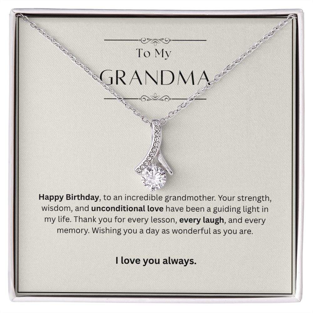 Grandma Birthday Gift Alluring Beauty Necklace – Yellow & White Gold – Meaningful Gift for Grandma from Granddaughter or Grandson