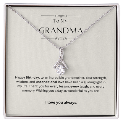 Grandma Birthday Gift Alluring Beauty Necklace – Yellow & White Gold – Meaningful Gift for Grandma from Granddaughter or Grandson