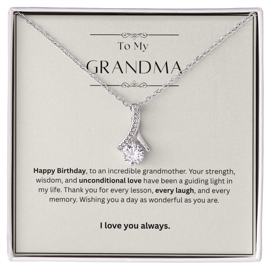 Grandma Birthday Gift Alluring Beauty Necklace – Yellow & White Gold – Meaningful Gift for Grandma from Granddaughter or Grandson