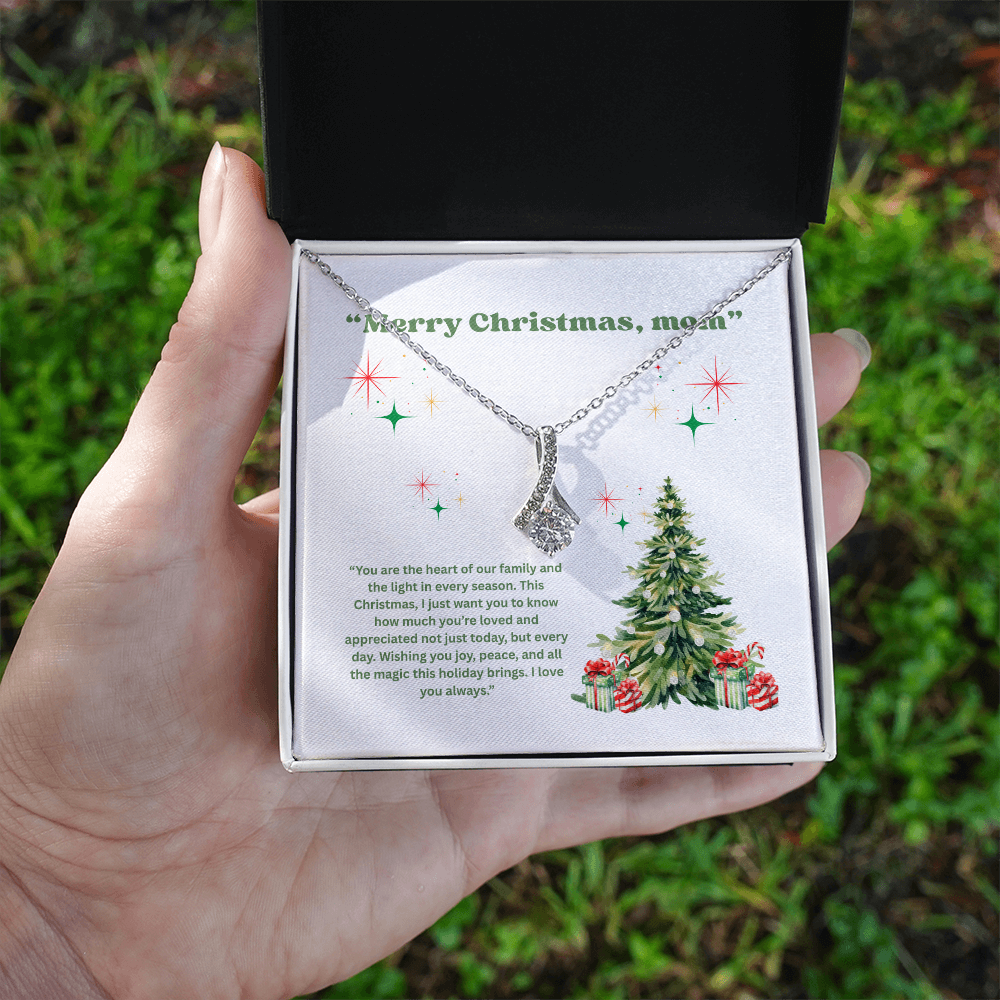 “Christmas Gift for Mom – Alluring Beauty Necklace with Holiday Message Card”