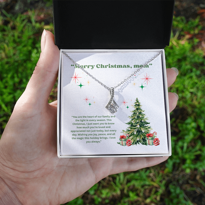 “Christmas Gift for Mom – Alluring Beauty Necklace with Holiday Message Card”