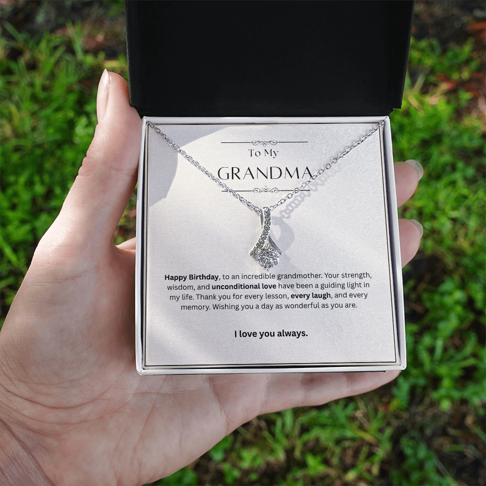 Grandma Birthday Gift Alluring Beauty Necklace – Yellow & White Gold – Meaningful Gift for Grandma from Granddaughter or Grandson
