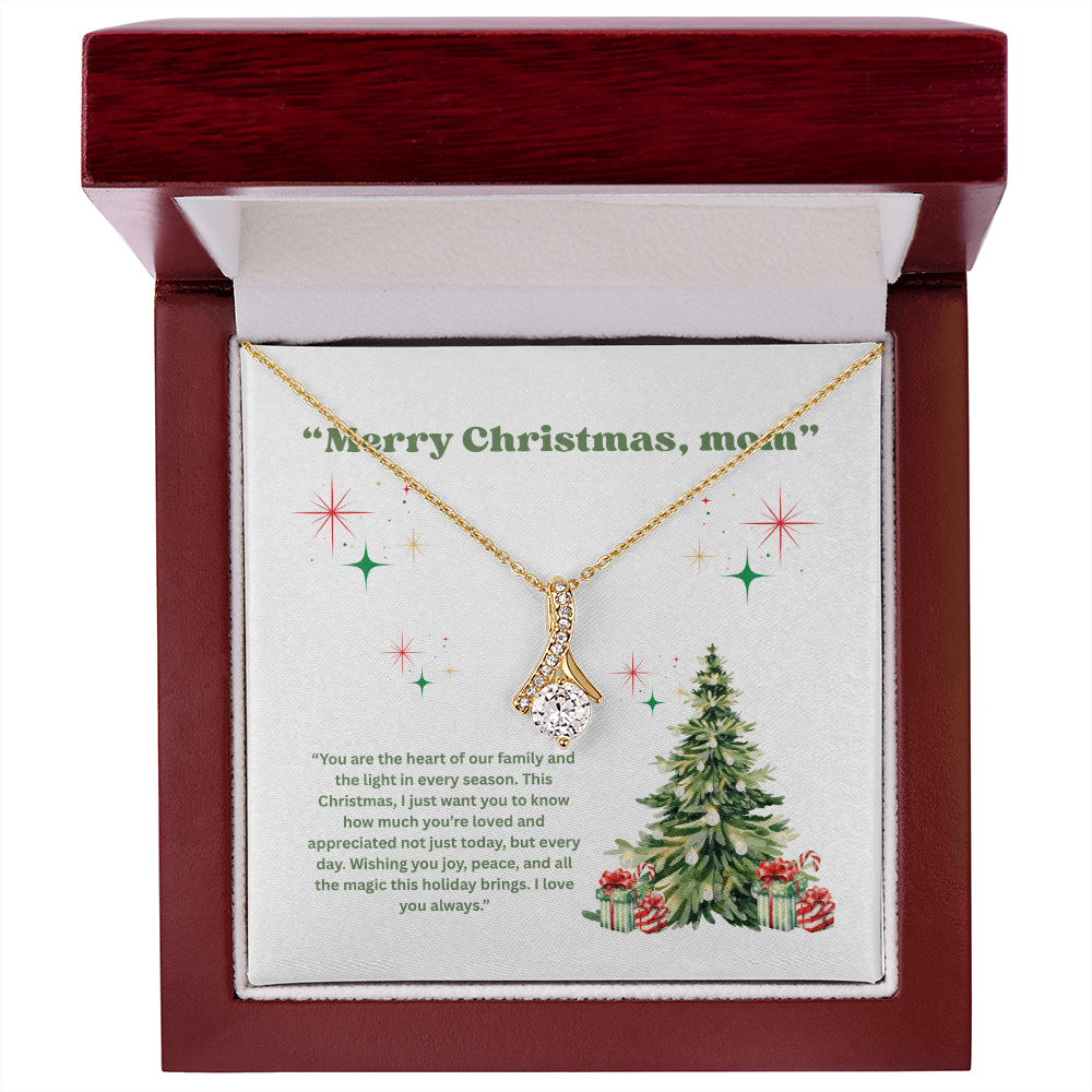 “Christmas Gift for Mom – Alluring Beauty Necklace with Holiday Message Card”