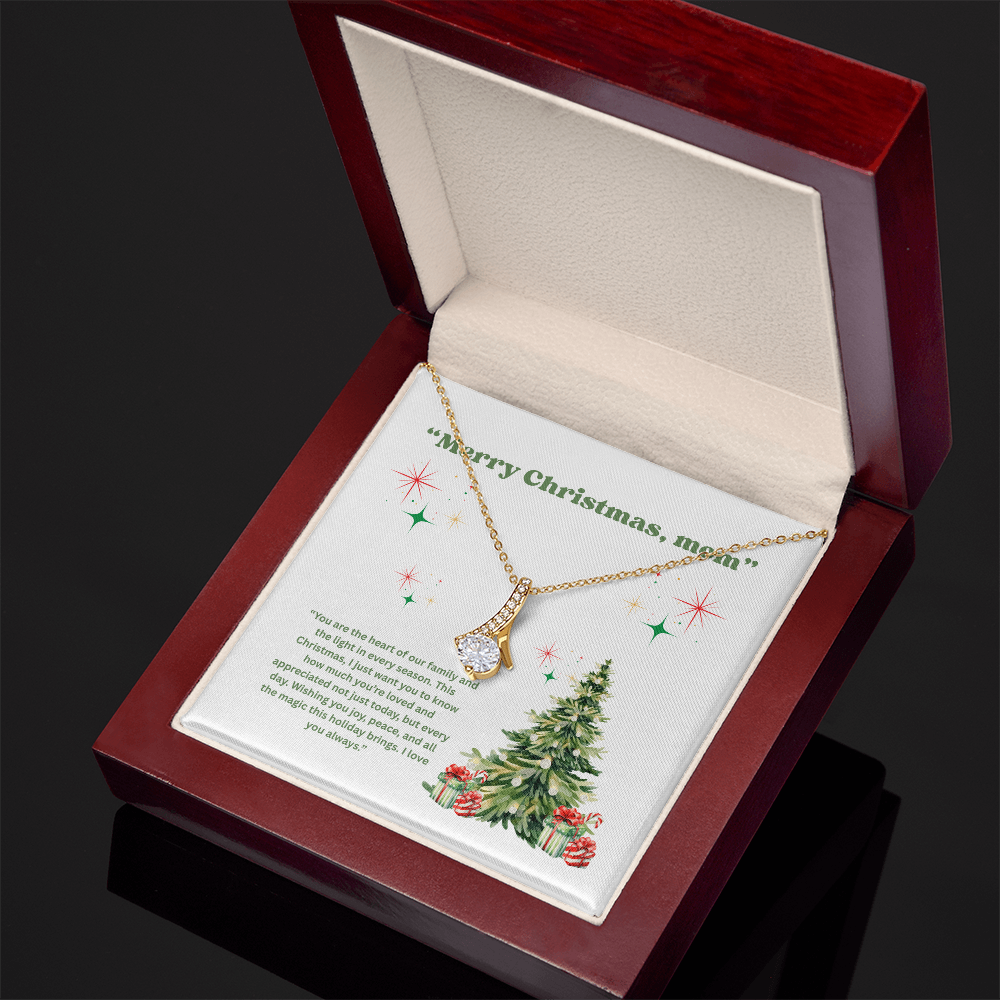 “Christmas Gift for Mom – Alluring Beauty Necklace with Holiday Message Card”