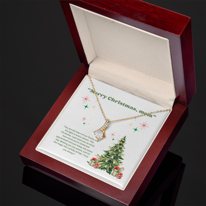 “Christmas Gift for Mom – Alluring Beauty Necklace with Holiday Message Card”