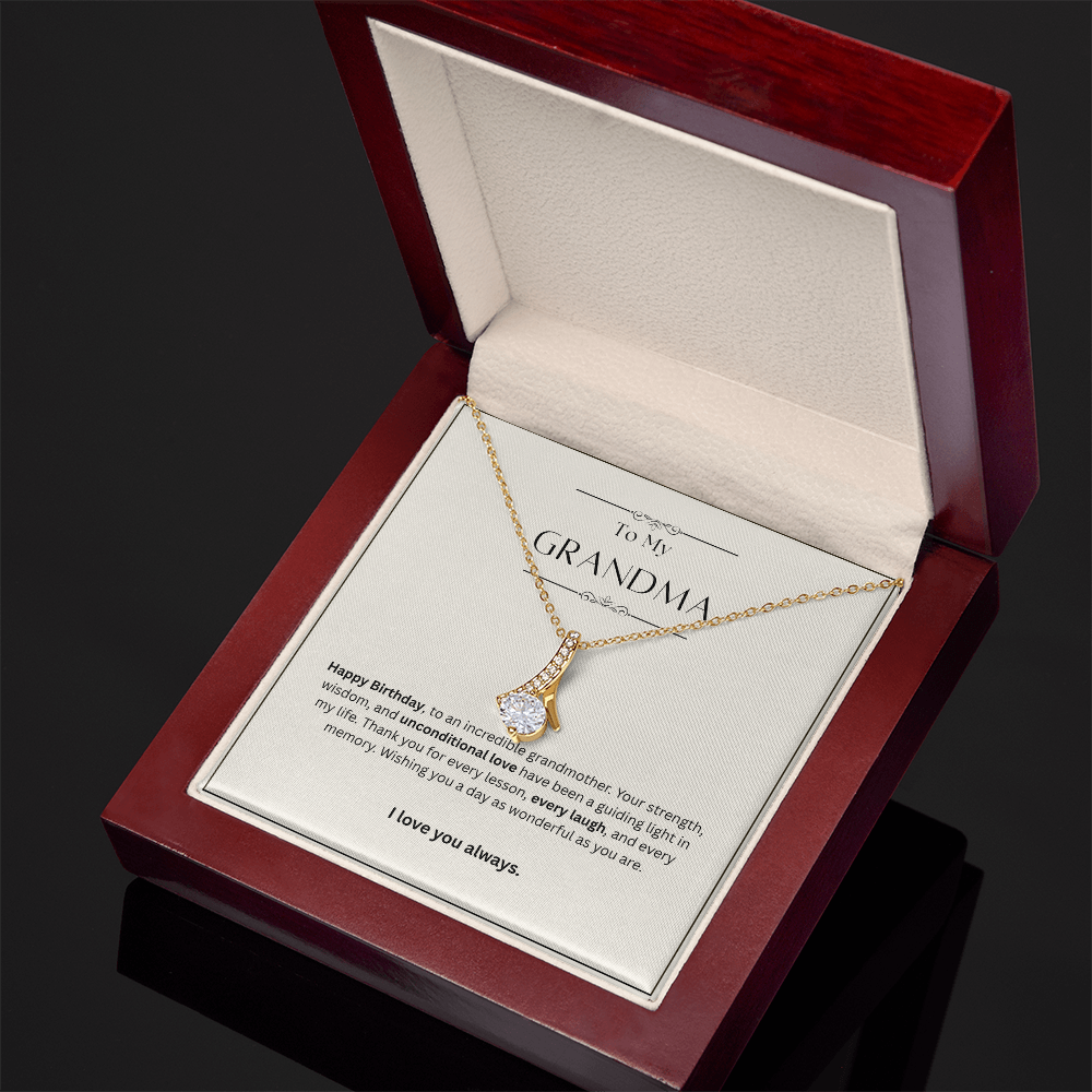 Grandma Birthday Gift Alluring Beauty Necklace – Yellow & White Gold – Meaningful Gift for Grandma from Granddaughter or Grandson