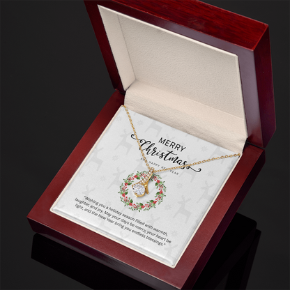 “Alluring Beauty Necklace with Christmas Message Card – Personalized Gift in Yellow or White Gold”