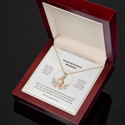 Grandma Necklace Gift – Alluring Beauty Necklace with Heartfelt Message Card