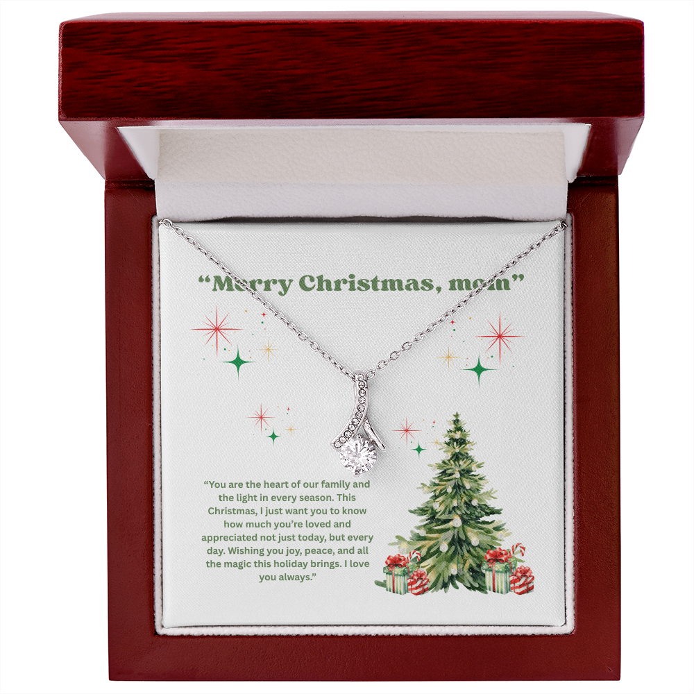 “Christmas Gift for Mom – Alluring Beauty Necklace with Holiday Message Card”