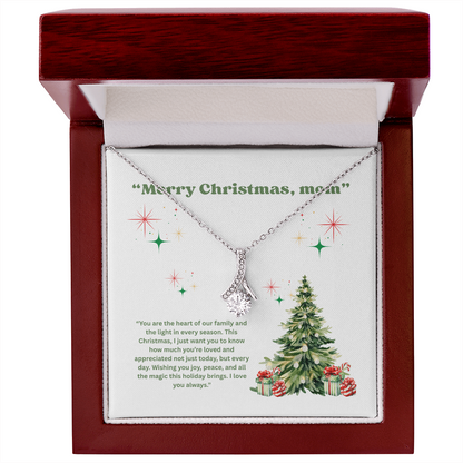 “Christmas Gift for Mom – Alluring Beauty Necklace with Holiday Message Card”