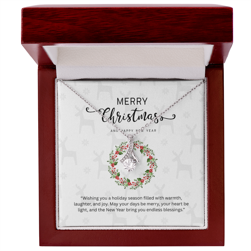 “Alluring Beauty Necklace with Christmas Message Card – Personalized Gift in Yellow or White Gold”