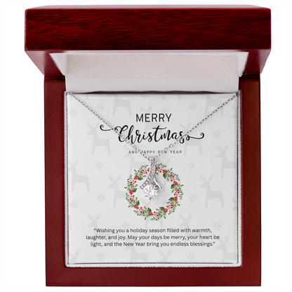 “Alluring Beauty Necklace with Christmas Message Card – Personalized Gift in Yellow or White Gold”