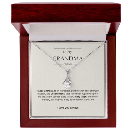 Grandma Birthday Gift Alluring Beauty Necklace – Yellow & White Gold – Meaningful Gift for Grandma from Granddaughter or Grandson