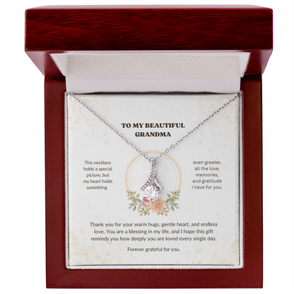 Grandma Necklace Gift – Alluring Beauty Necklace with Heartfelt Message Card