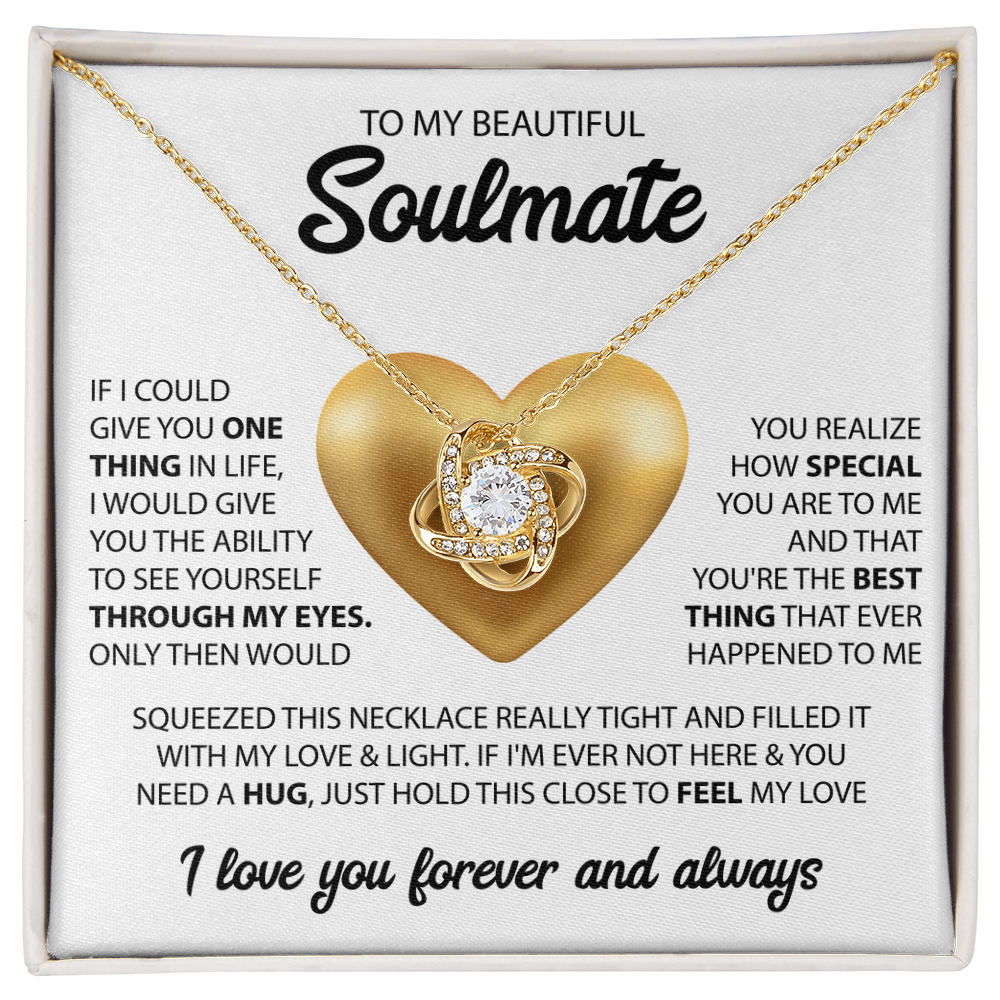 Love Knot Necklace for Soulmate – Meaningful Gift for Her | 14k White Gold or 18k Yellow Gold Finish | Romantic Jewelry for Wife or Girlfriend