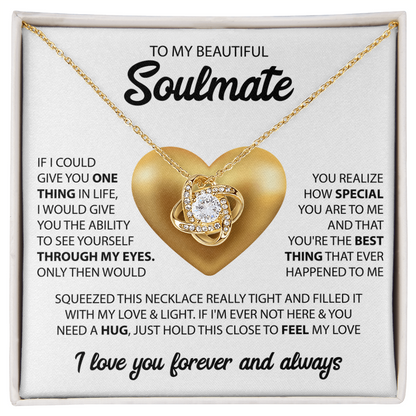 Love Knot Necklace for Soulmate – Meaningful Gift for Her | 14k White Gold or 18k Yellow Gold Finish | Romantic Jewelry for Wife or Girlfriend