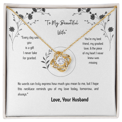 To My Wife Love Knot Necklace – Romantic Gift from Husband