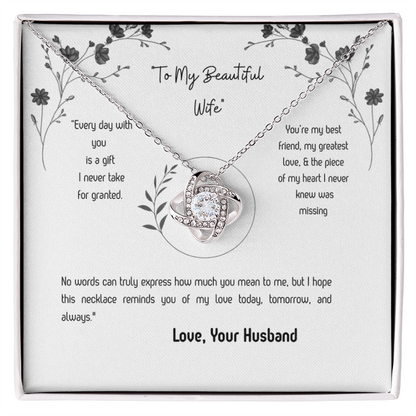 To My Wife Love Knot Necklace – Romantic Gift from Husband