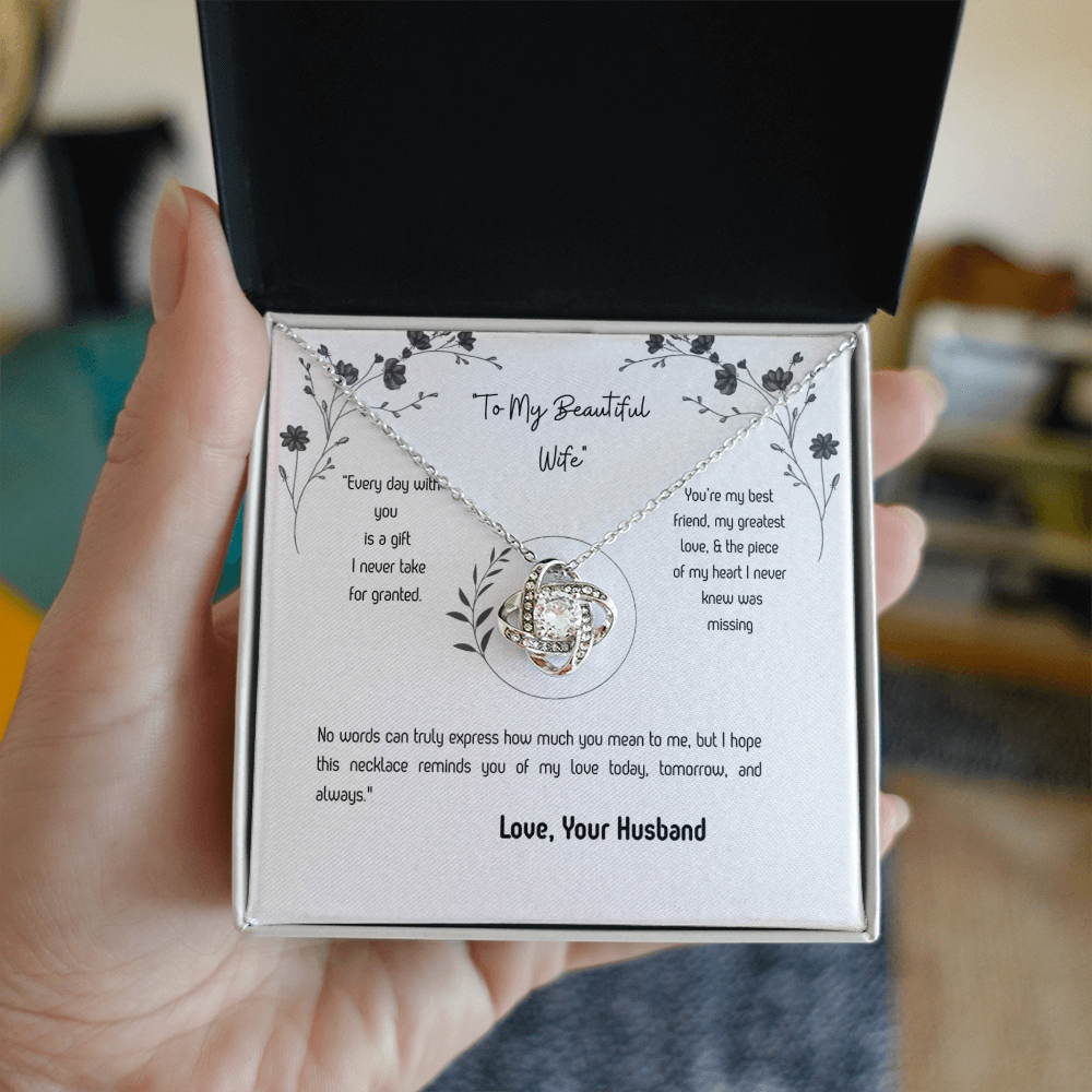 To My Wife Love Knot Necklace – Romantic Gift from Husband