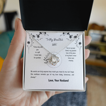 To My Wife Love Knot Necklace – Romantic Gift from Husband