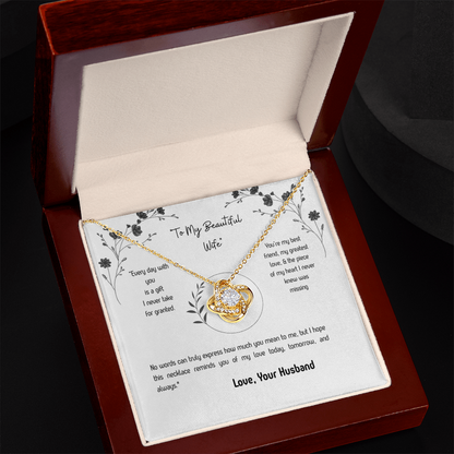 To My Wife Love Knot Necklace – Romantic Gift from Husband