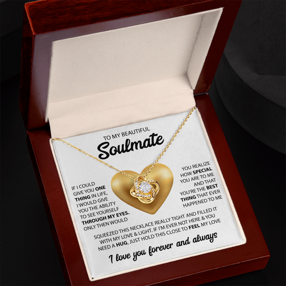 Love Knot Necklace for Soulmate – Meaningful Gift for Her | 14k White Gold or 18k Yellow Gold Finish | Romantic Jewelry for Wife or Girlfriend