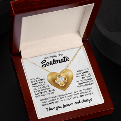 Love Knot Necklace for Soulmate – Meaningful Gift for Her | 14k White Gold or 18k Yellow Gold Finish | Romantic Jewelry for Wife or Girlfriend