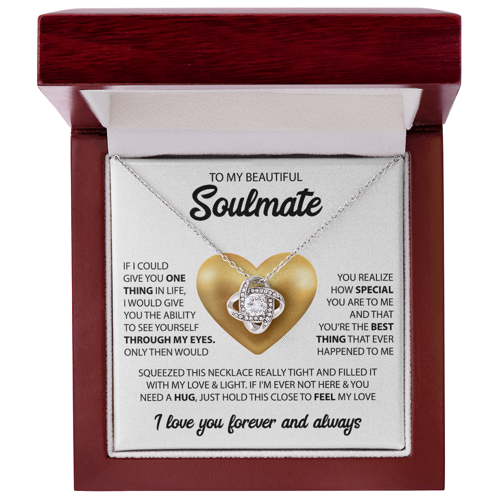 Love Knot Necklace for Soulmate – Meaningful Gift for Her | 14k White Gold or 18k Yellow Gold Finish | Romantic Jewelry for Wife or Girlfriend
