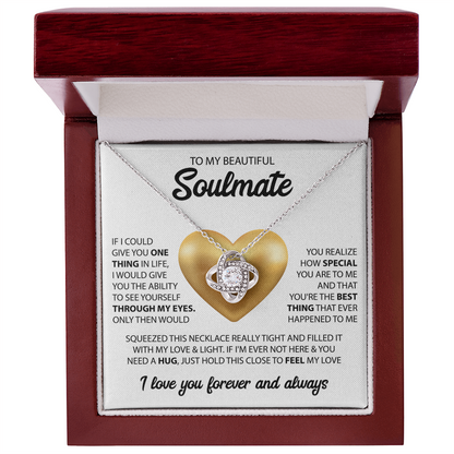 Love Knot Necklace for Soulmate – Meaningful Gift for Her | 14k White Gold or 18k Yellow Gold Finish | Romantic Jewelry for Wife or Girlfriend