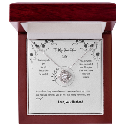 To My Wife Love Knot Necklace – Romantic Gift from Husband