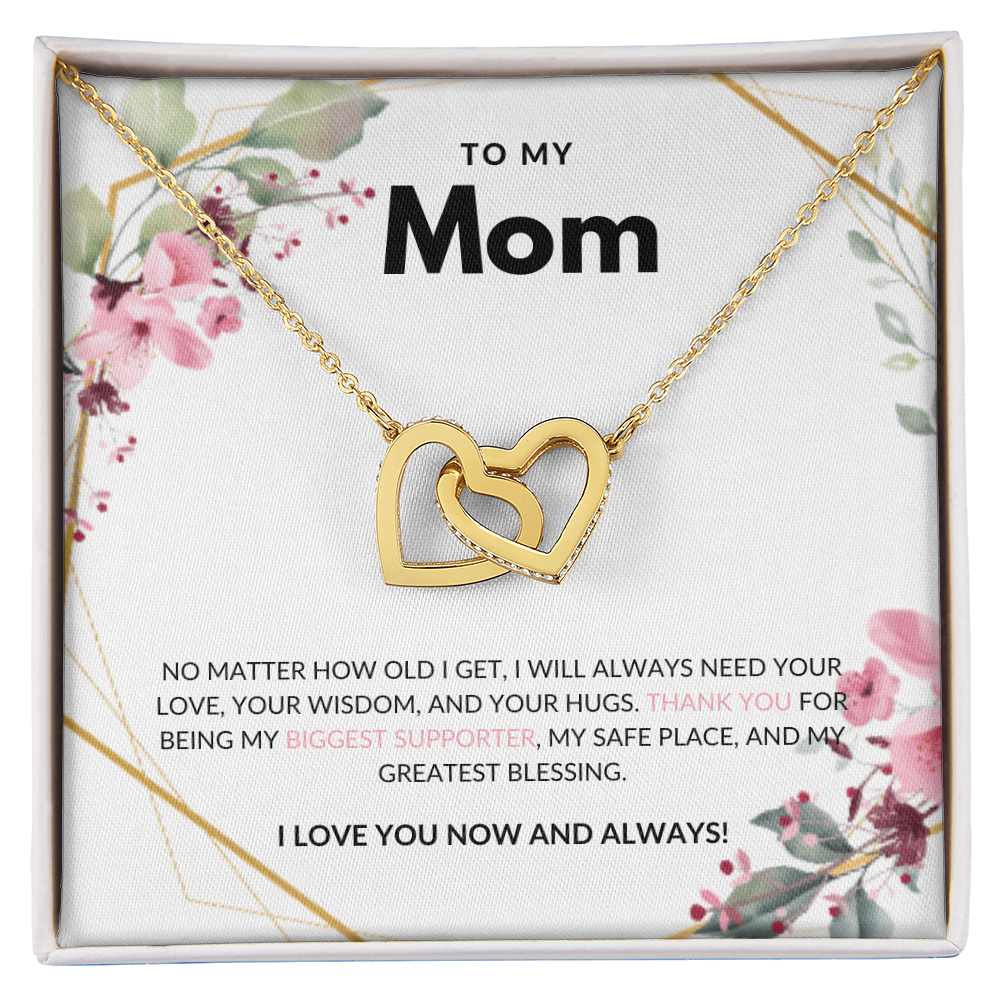 The Love Between Us Necklace – Interlocking Hearts Jewelry Gift for Mom from Daughter, Son