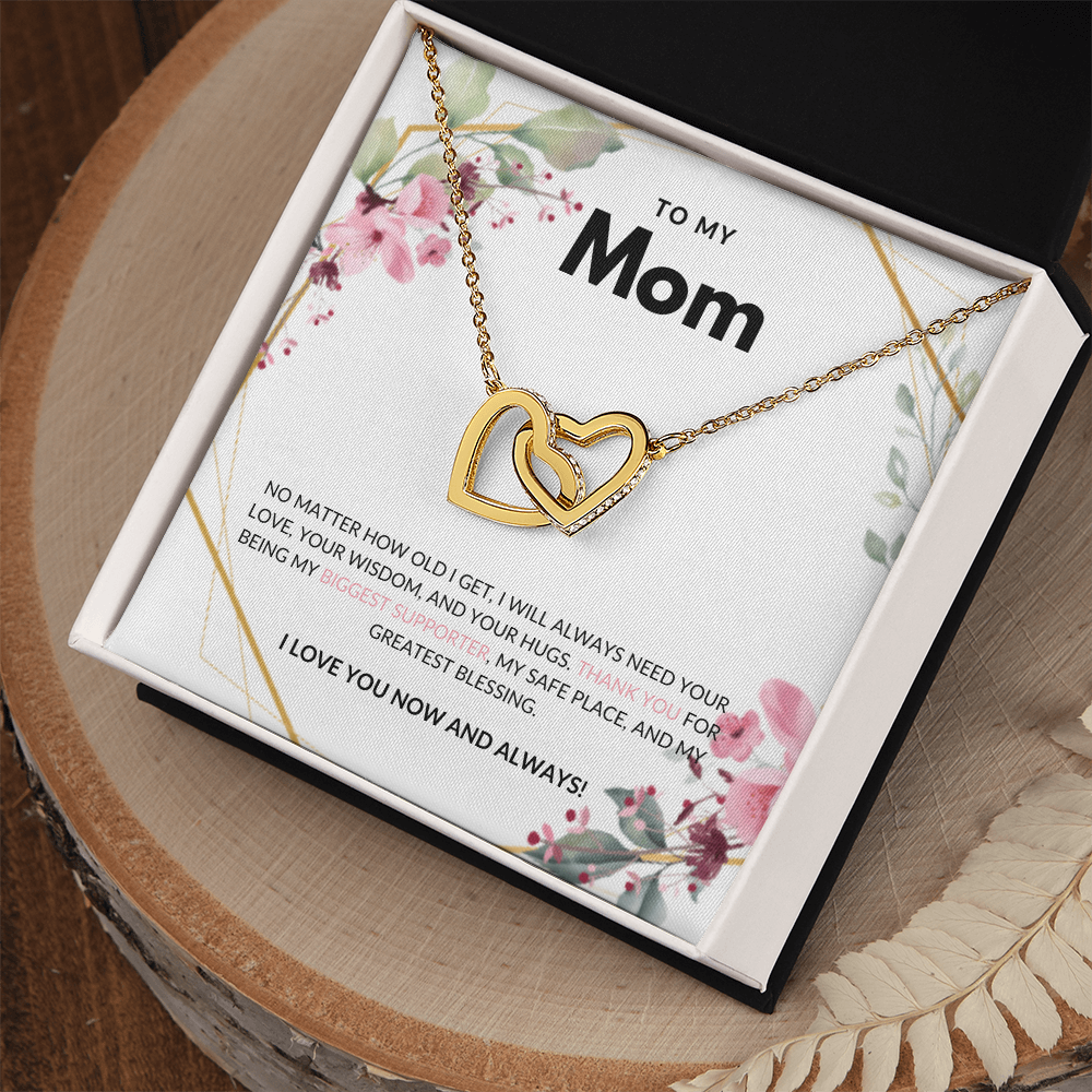 The Love Between Us Necklace – Interlocking Hearts Jewelry Gift for Mom from Daughter, Son
