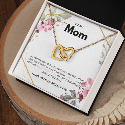 The Love Between Us Necklace – Interlocking Hearts Jewelry Gift for Mom from Daughter, Son